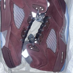 2023 unreleased Burgundy Jordan 5s and the shirt on the right for $420